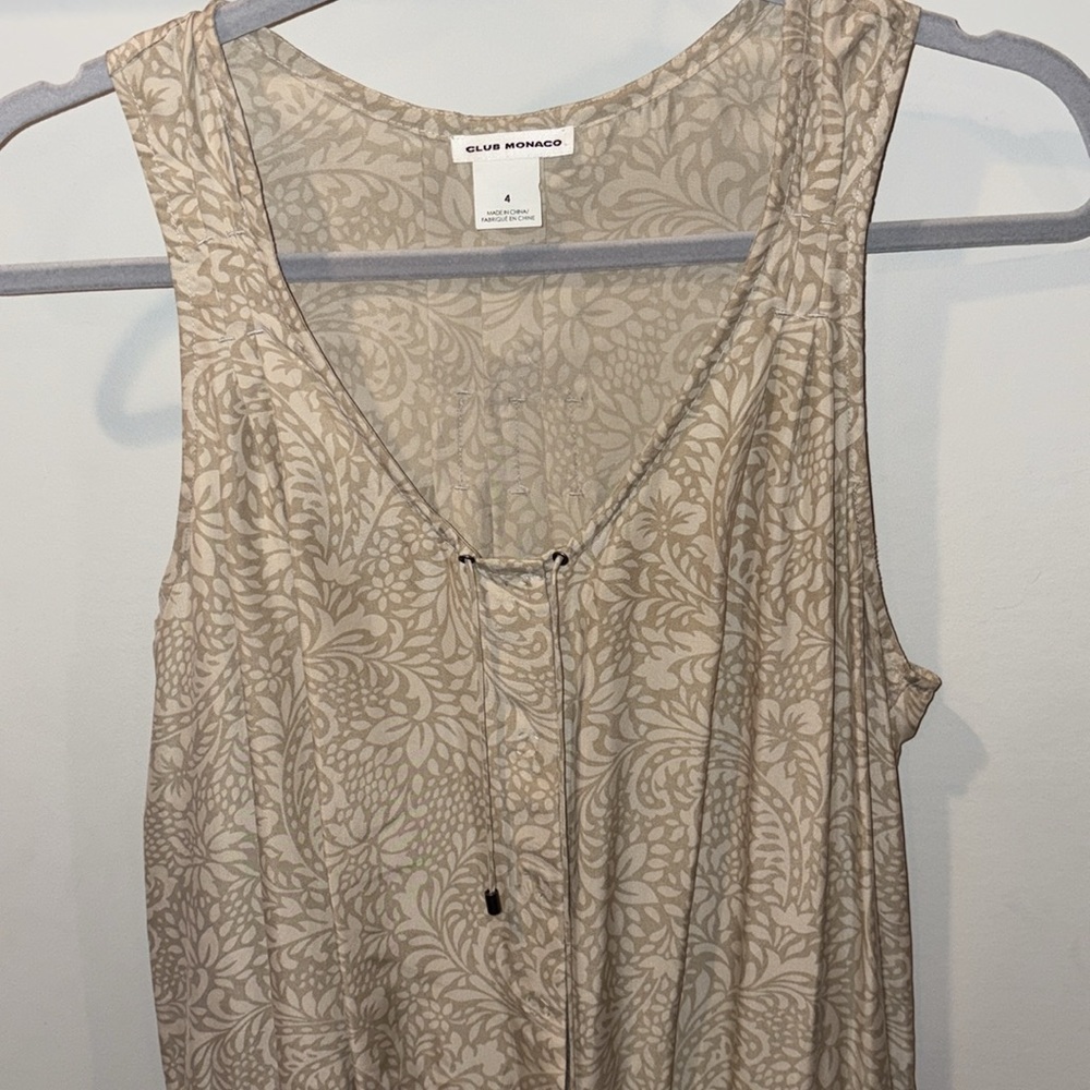 Club Monaco Paisley Silk Sleeveless Snap Front Romper Size 4 Tan - Picture 2 of 16